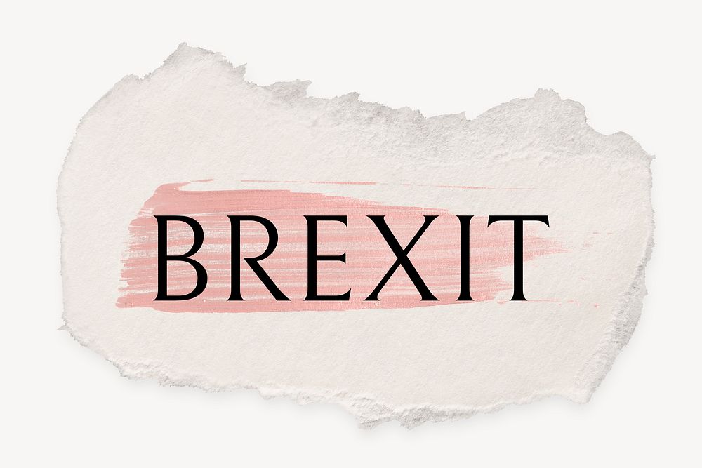 BREXIT word, ripped paper, pink marker stroke typography