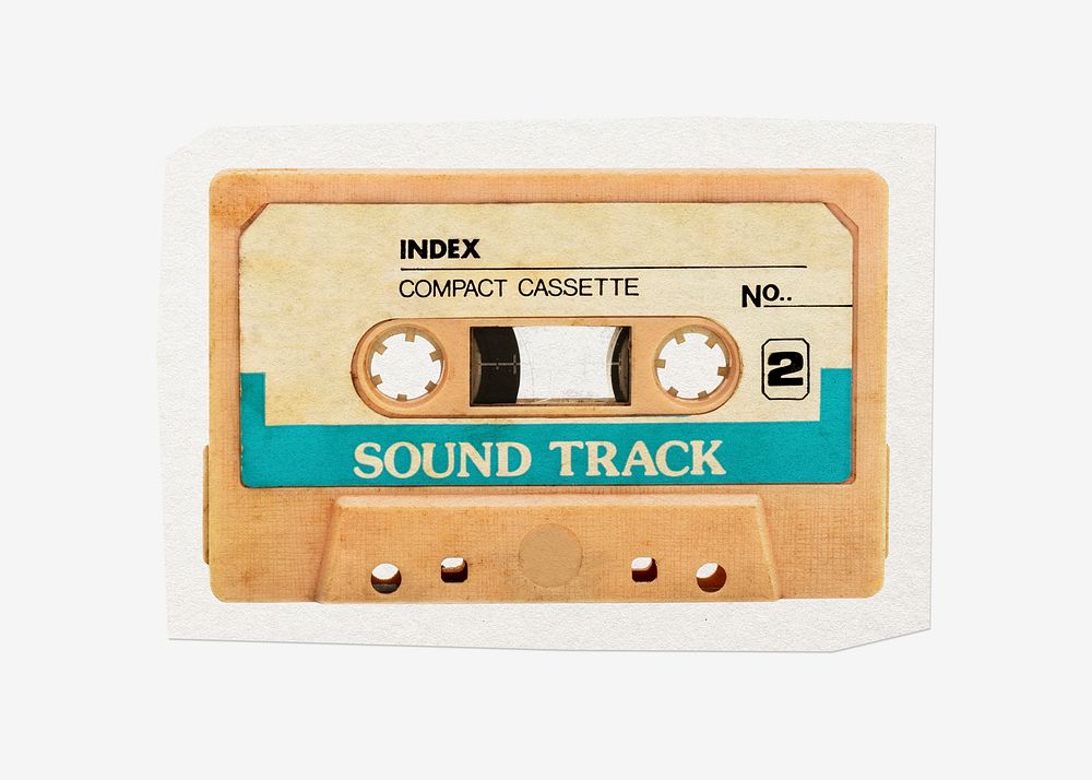 Cassette tape, cut out paper design, off white graphic