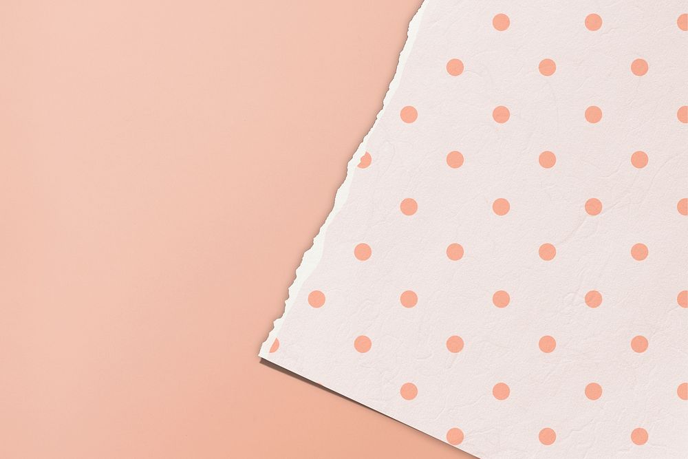 Peach torn paper background, polka dot design