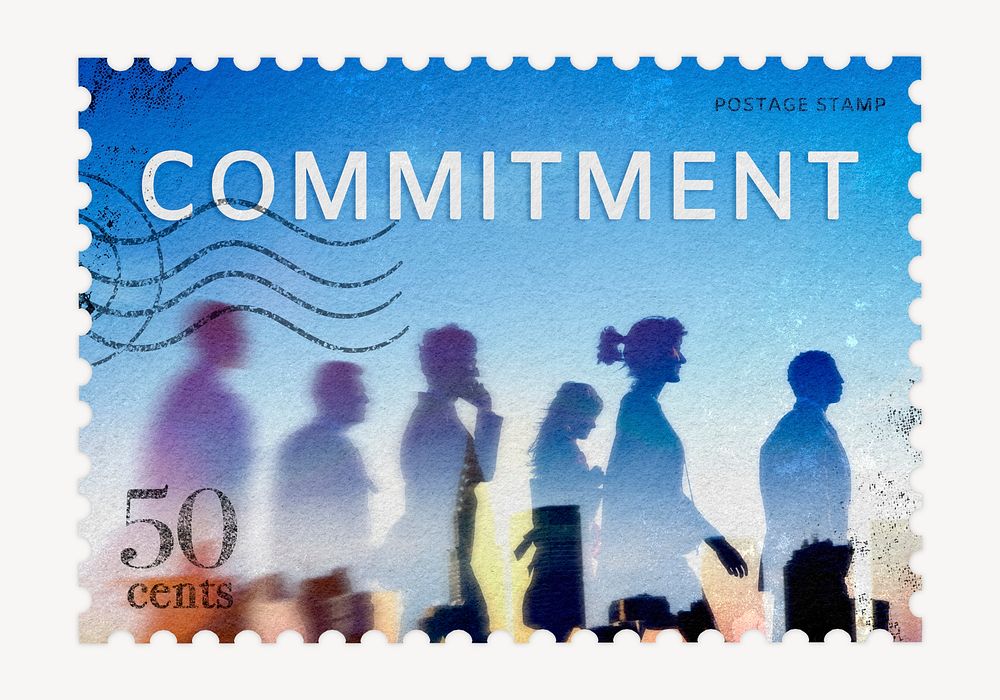 Commitment postage stamp, business stationery collage element
