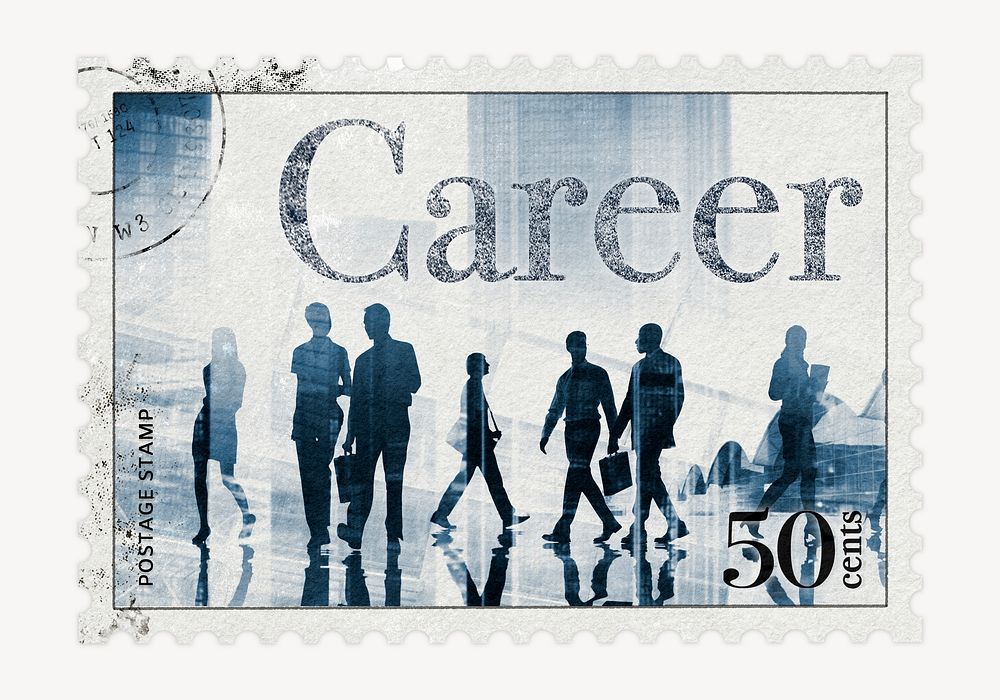 Career postage stamp, business stationery collage element