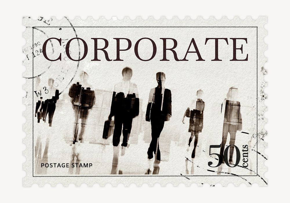 Corporate postage stamp, business stationery collage element