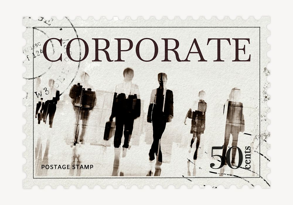 Corporate postage stamp sticker, business stationery psd