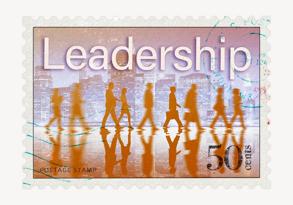 Leadership postage stamp, business stationery collage element