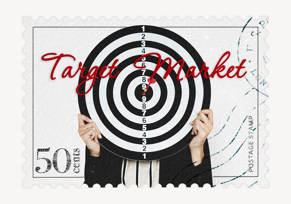 Target market postage stamp, business stationery collage element