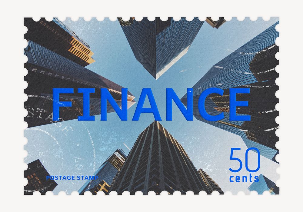Finance postage stamp, business stationery collage element