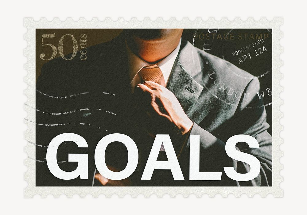 Goals postage stamp sticker, business stationery psd