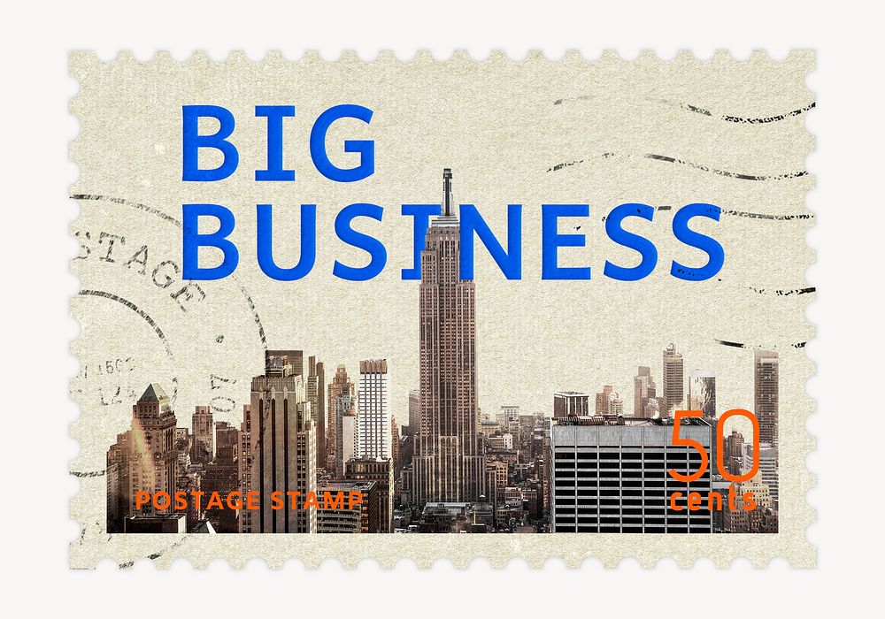 Big business postage stamp sticker,  stationery psd