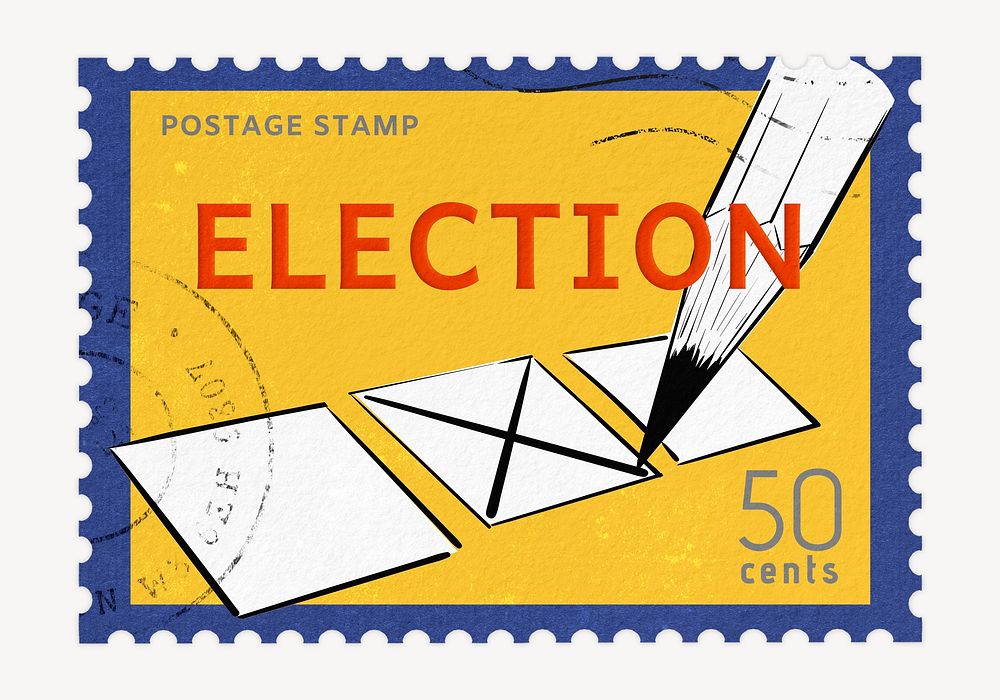 Election postage stamp sticker, business stationery psd