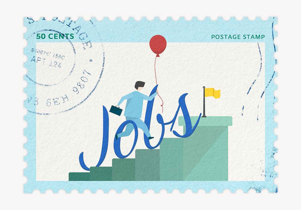 Jobs postage stamp, business stationery collage element