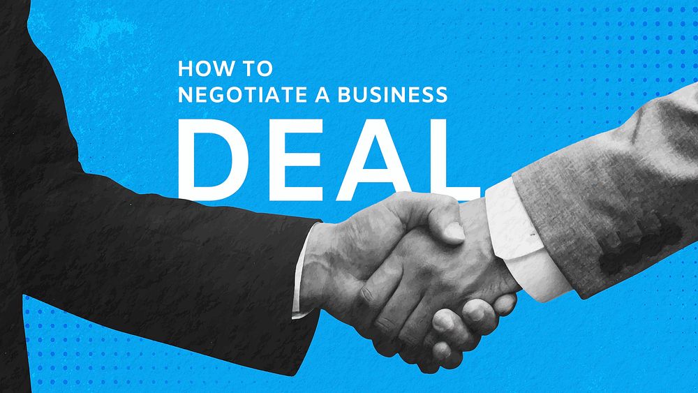 Business deal presentation template, businessmen handshake remixed media vector