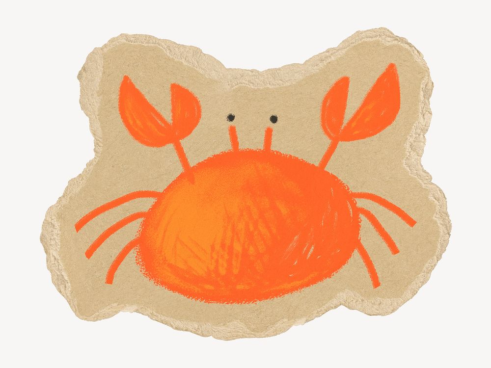 Crab on brown torn paper