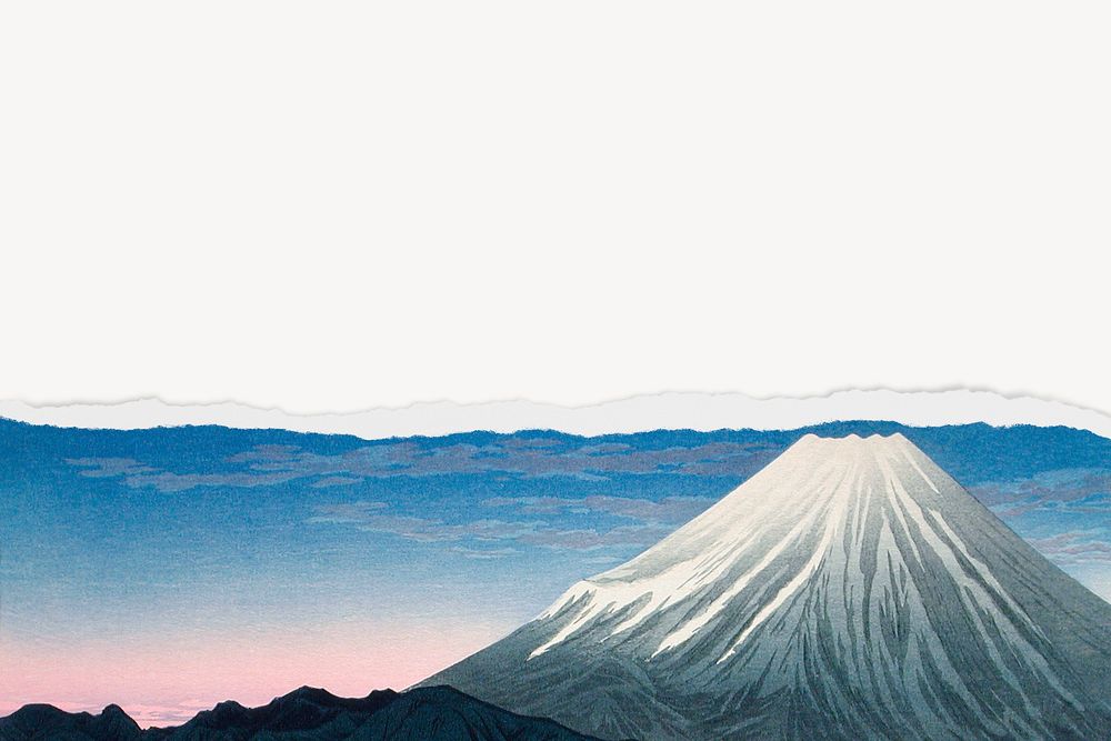 Hiroaki Takahashi's Mount Fuji border background, famous artwork remixed by rawpixel 