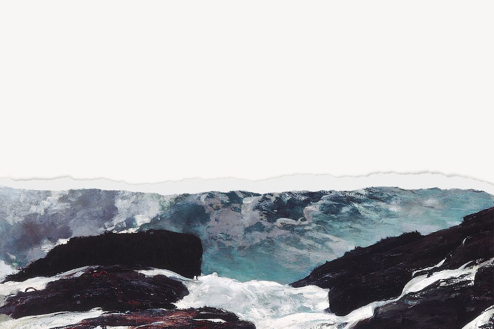 Winslow Homer's Northeaster border background, famous artwork remixed by rawpixel 