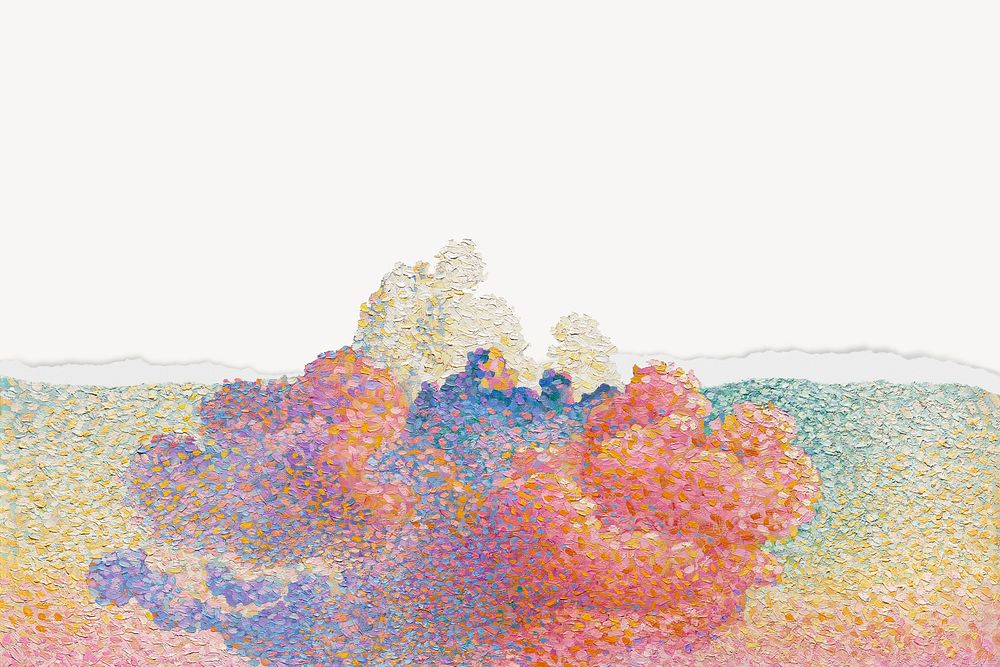 Henri-Edmond Cross's Pink Cloud border background, famous artwork remixed by rawpixel 