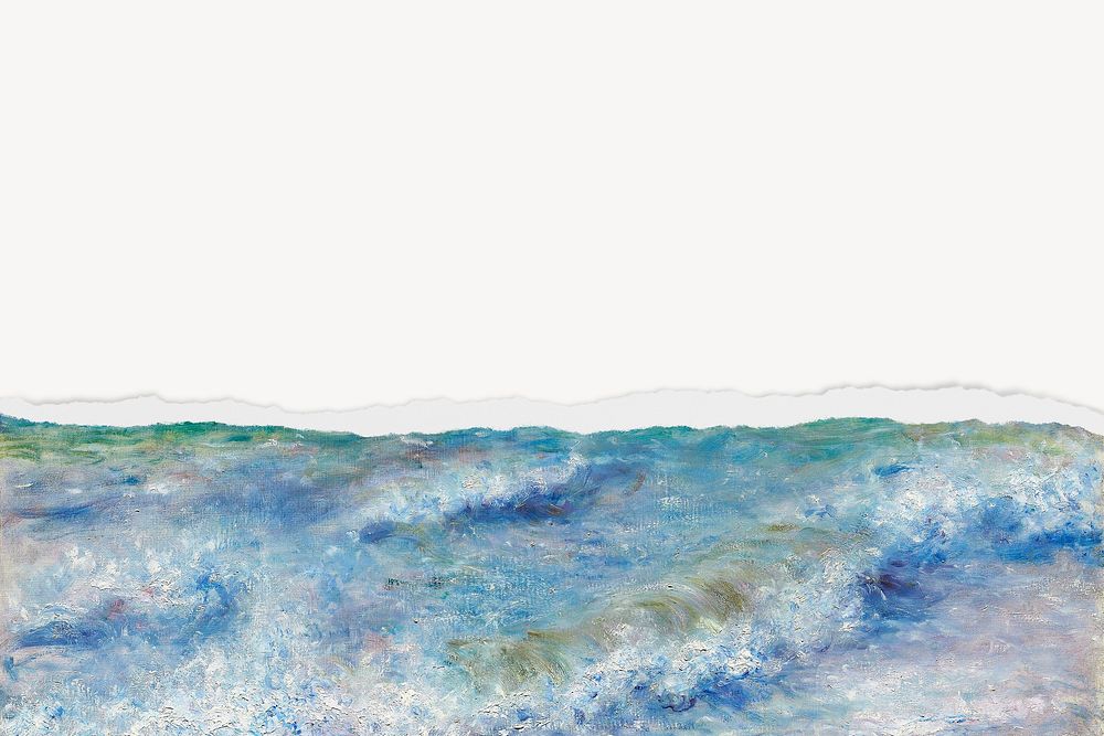 Pierre-Auguste Renoir's Seascape  border background, famous artwork remixed by rawpixel 