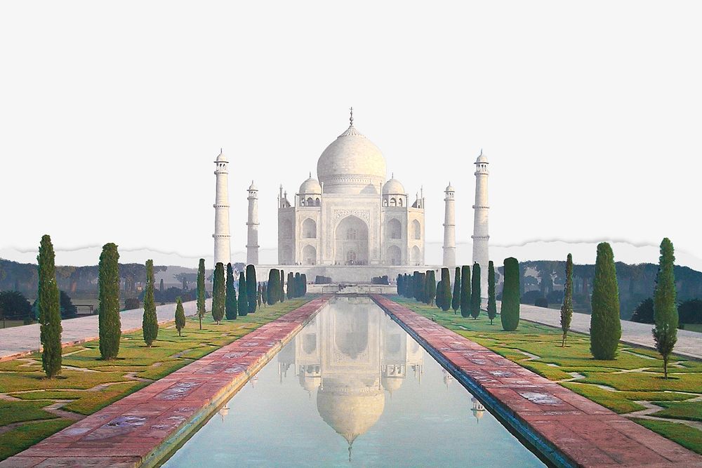 Taj Mahal border background on torn paper