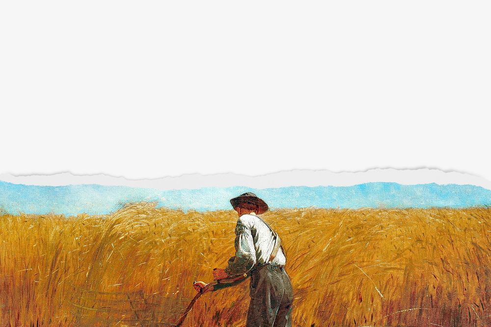 Winslow Homer's Veteran in a New Field border background, famous artwork remixed by rawpixel 