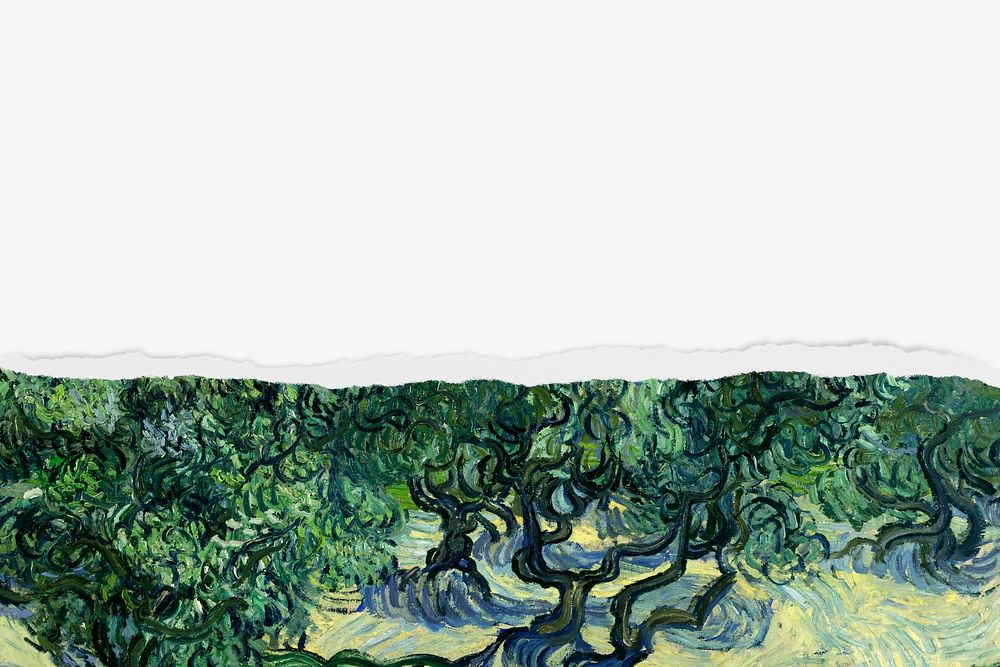 Van Gogh's Olive Trees border background, famous artwork remixed by rawpixel 