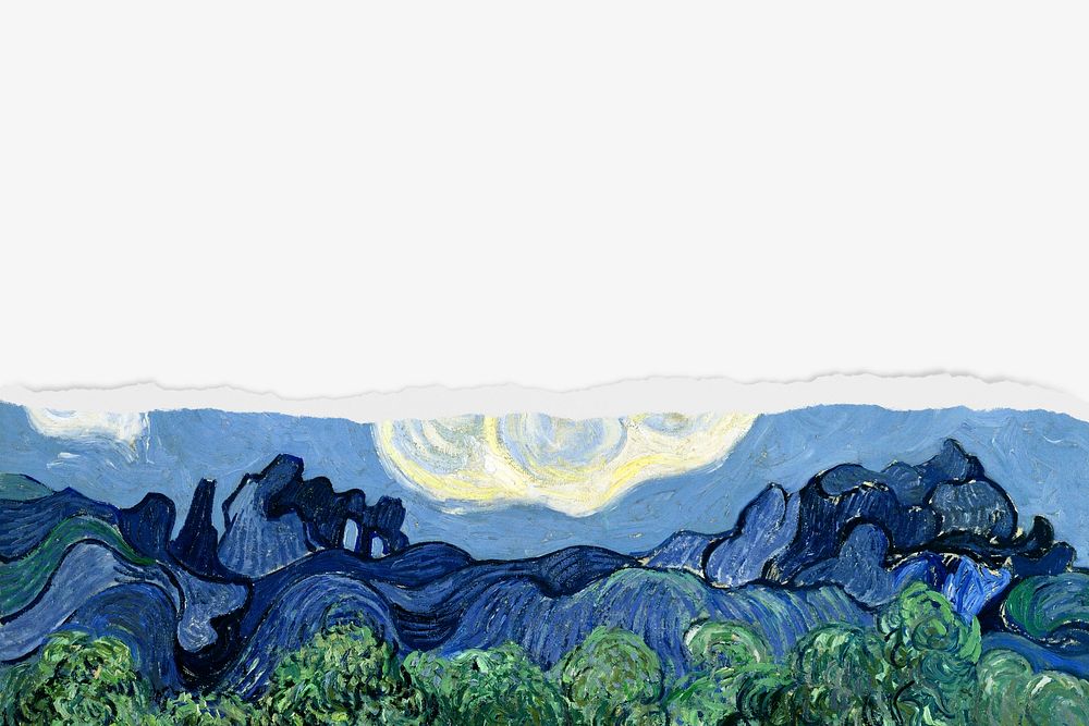 Van Gogh's Olive Trees border background, famous artwork remixed by rawpixel 