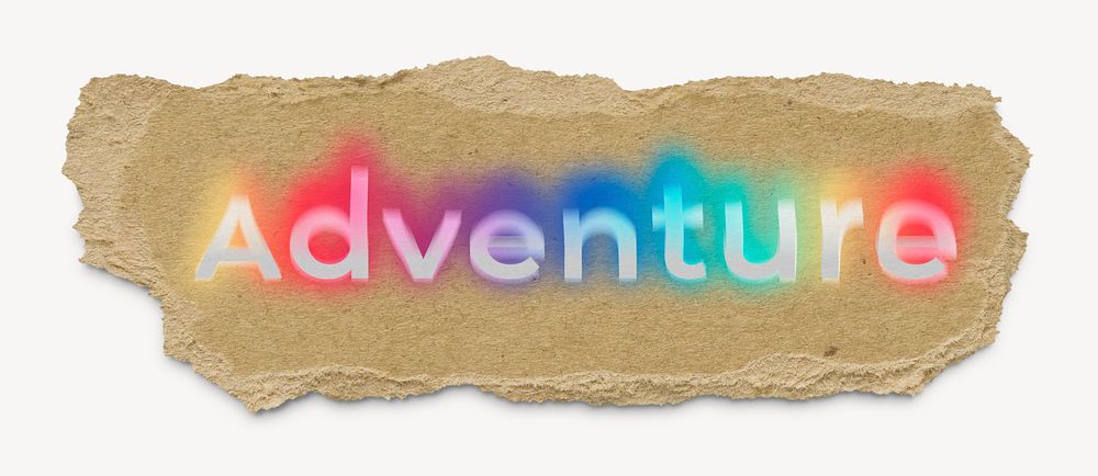 Adventure ripped paper word typography