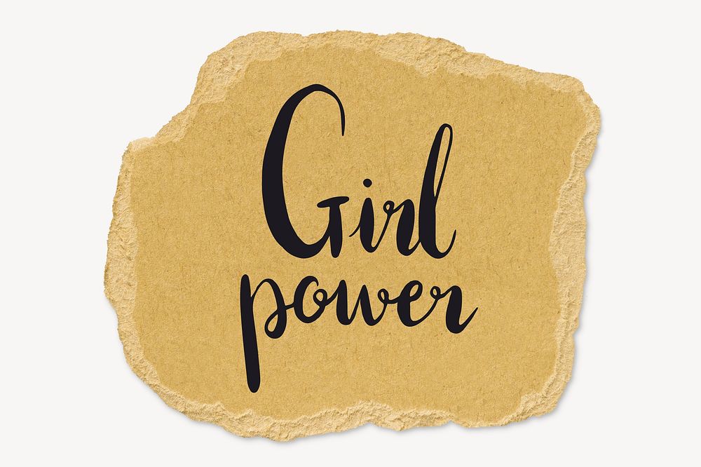 Girl power word, ripped paper typography