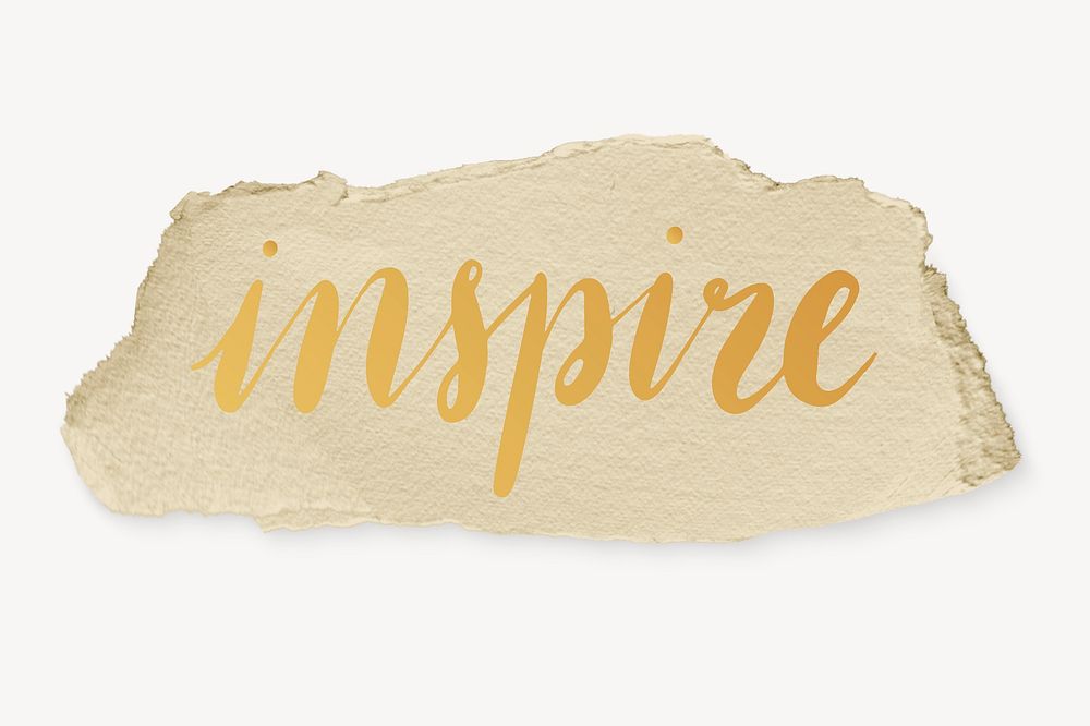 Inspire word, ripped paper typography