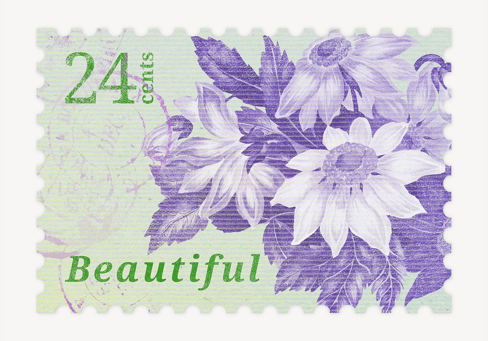 Aesthetic cobweb flower postage stamp illustration