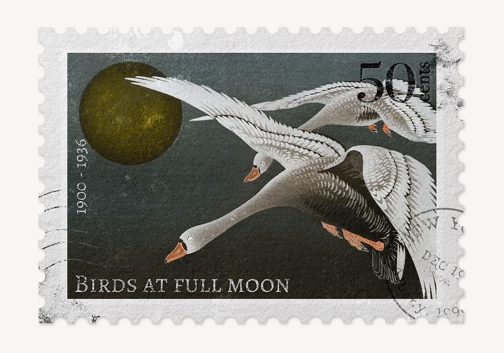 Swan postage stamp, ephemera collage element psd