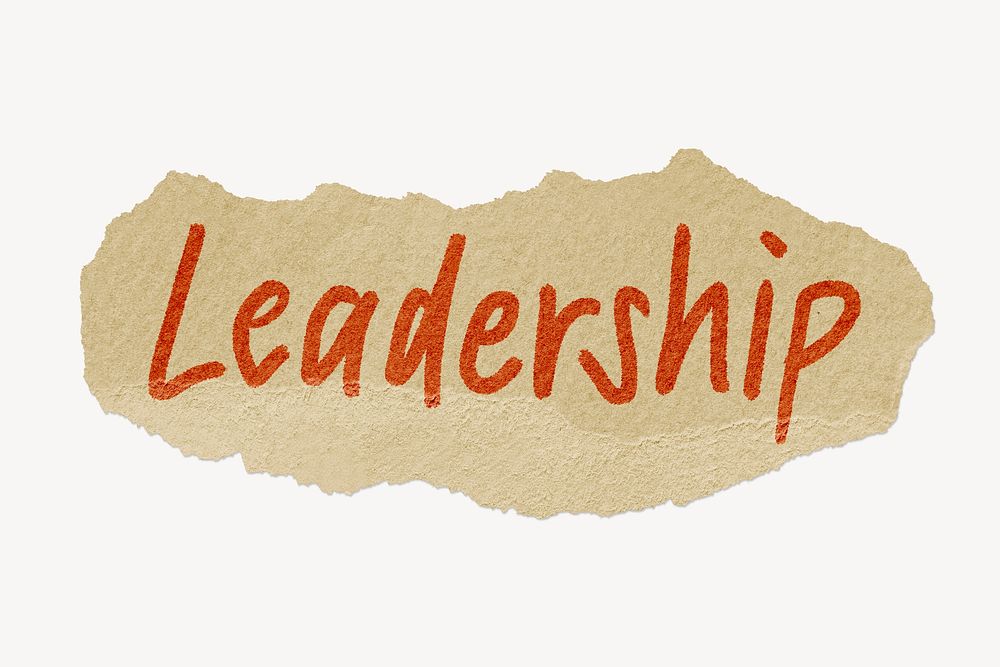 Leadership word sticker, ripped paper typography psd