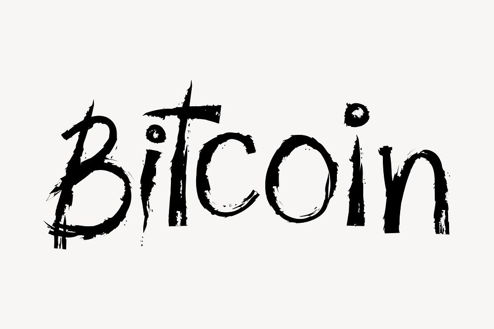 Bitcoin word, handwritten typography