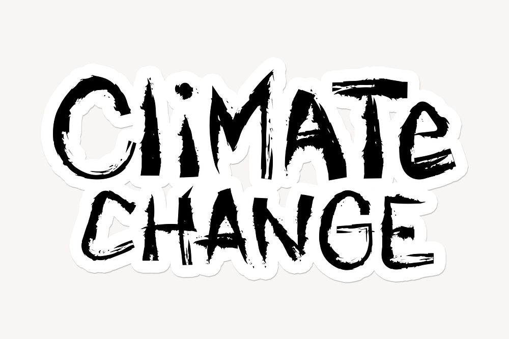 Climate change word sticker typography