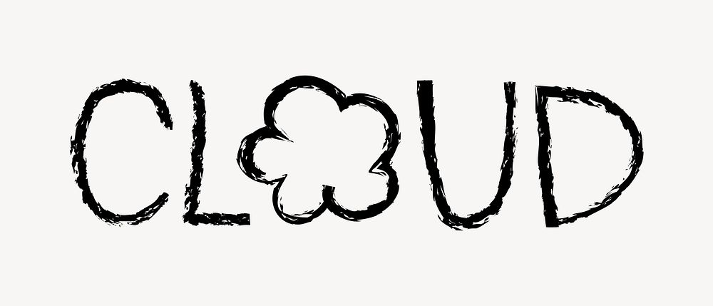 Cloud word, handwritten typography