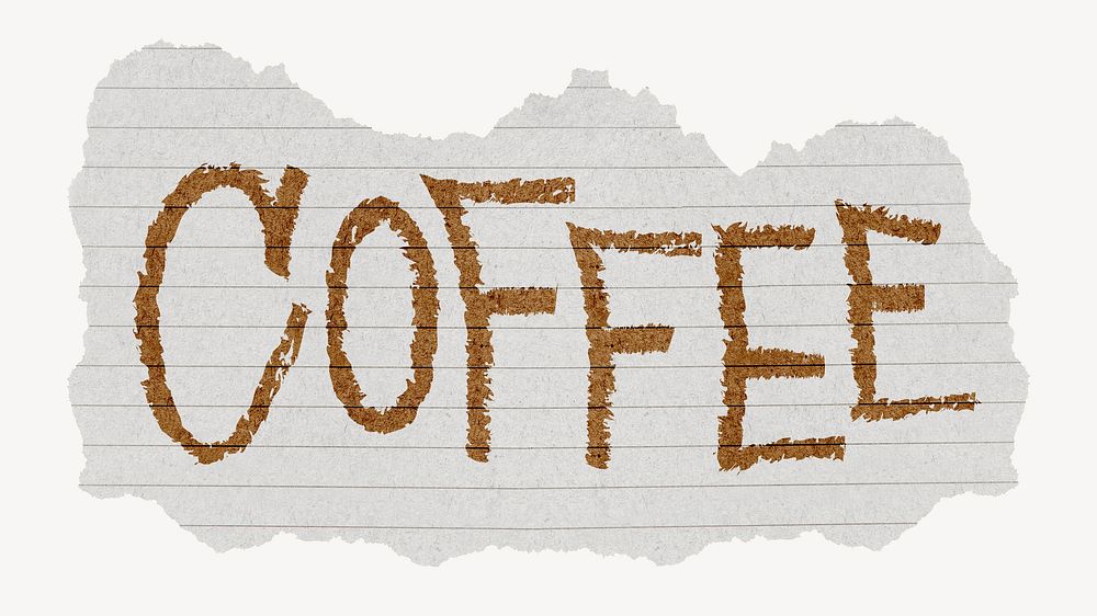Coffee word, ripped paper typography