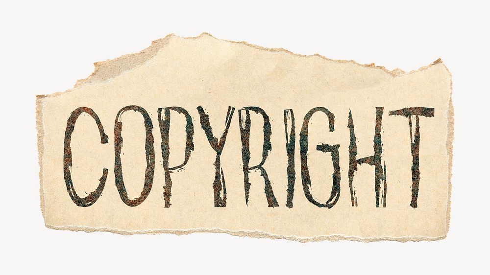 Copyright word, ripped paper typography