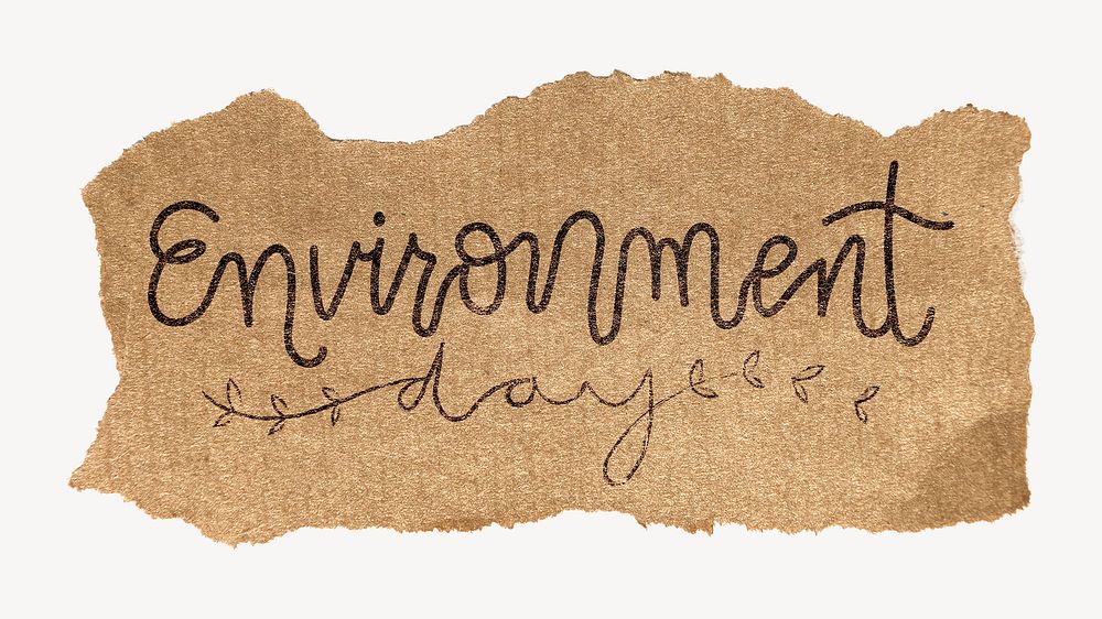 Environment word, ripped paper typography