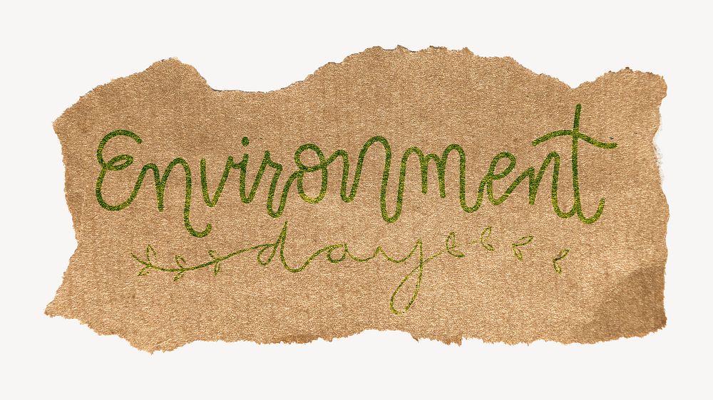 Environment word, ripped paper typography
