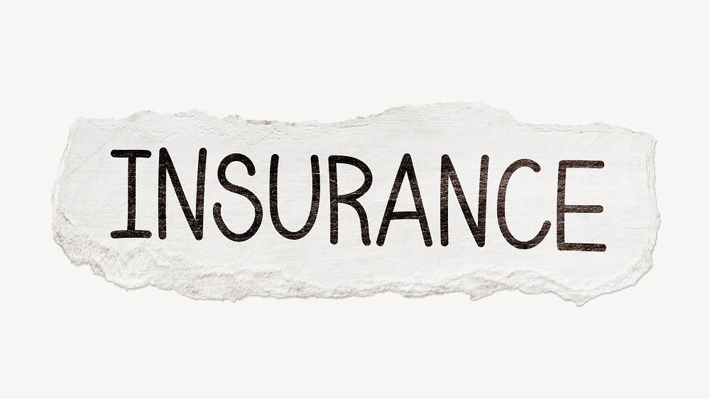 Insurance word, ripped paper typography