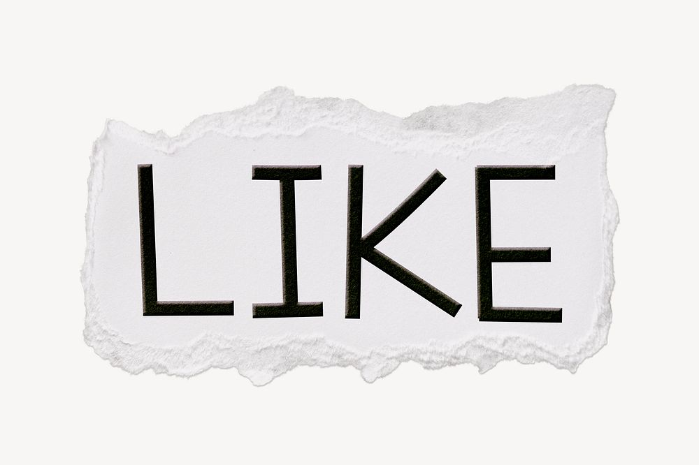Like word sticker, ripped paper typography psd