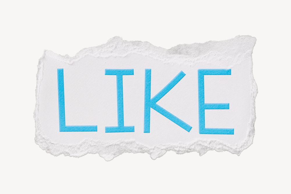 Like word sticker, ripped paper typography psd