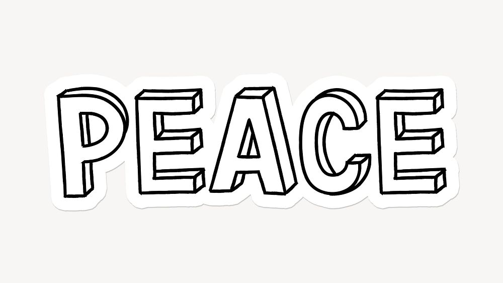 Peace word sticker typography