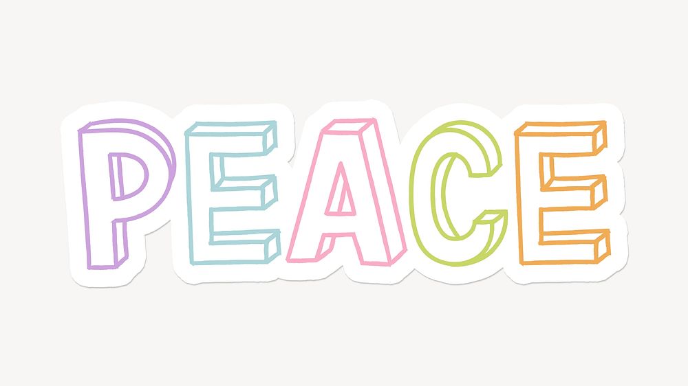 Peace word sticker typography