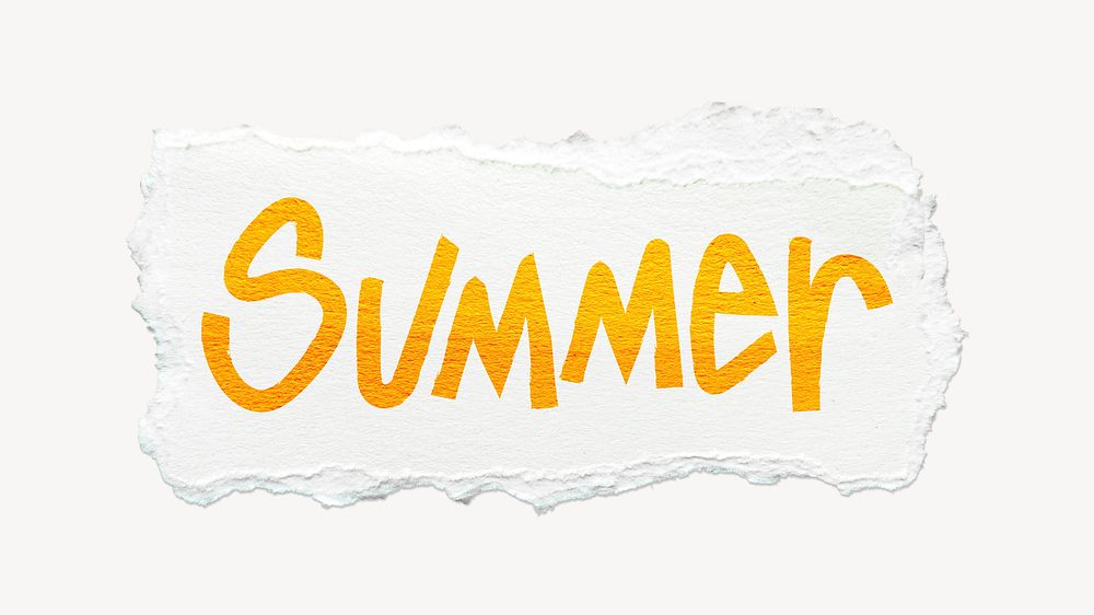 Summer word, ripped paper typography