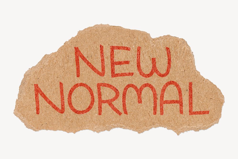 New normal word sticker, ripped paper typography psd