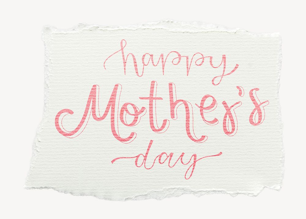 Happy Mother's Day quote sticker, ripped paper typography psd