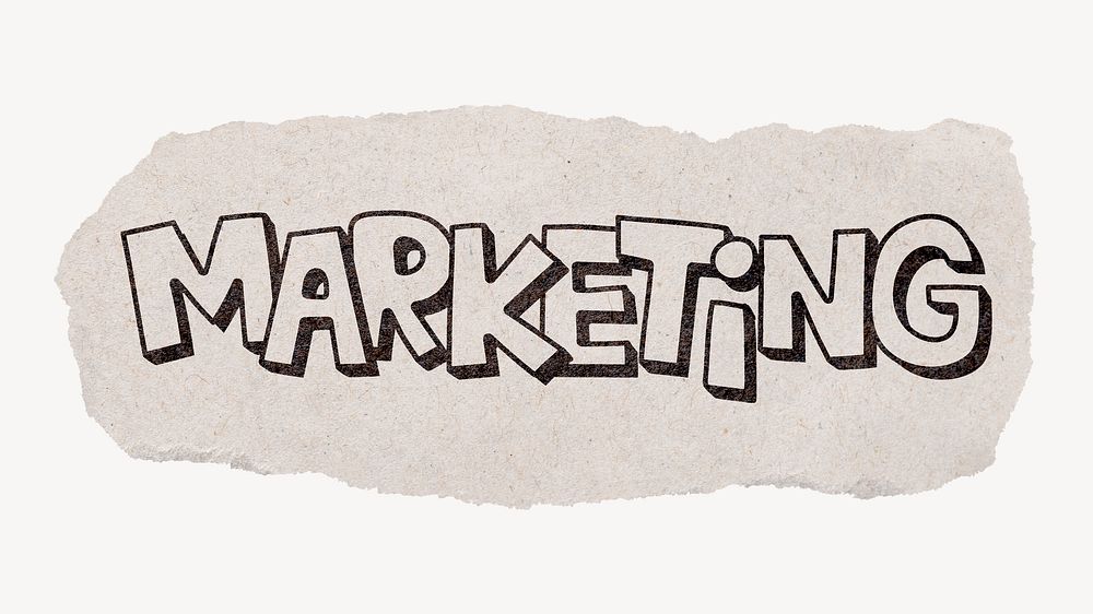 Marketing word, ripped paper typography