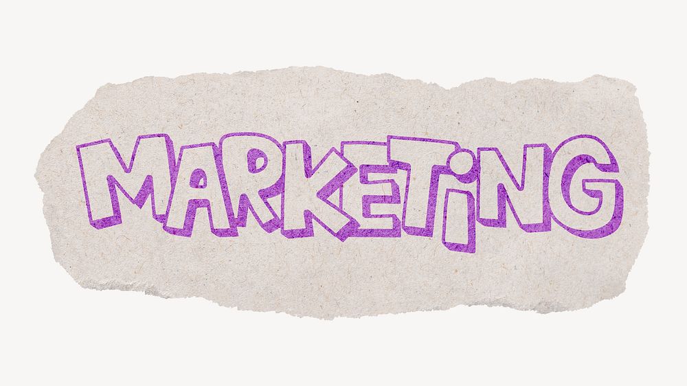 Marketing word, ripped paper typography