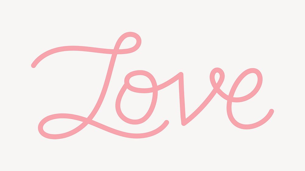 Love word, handwritten typography