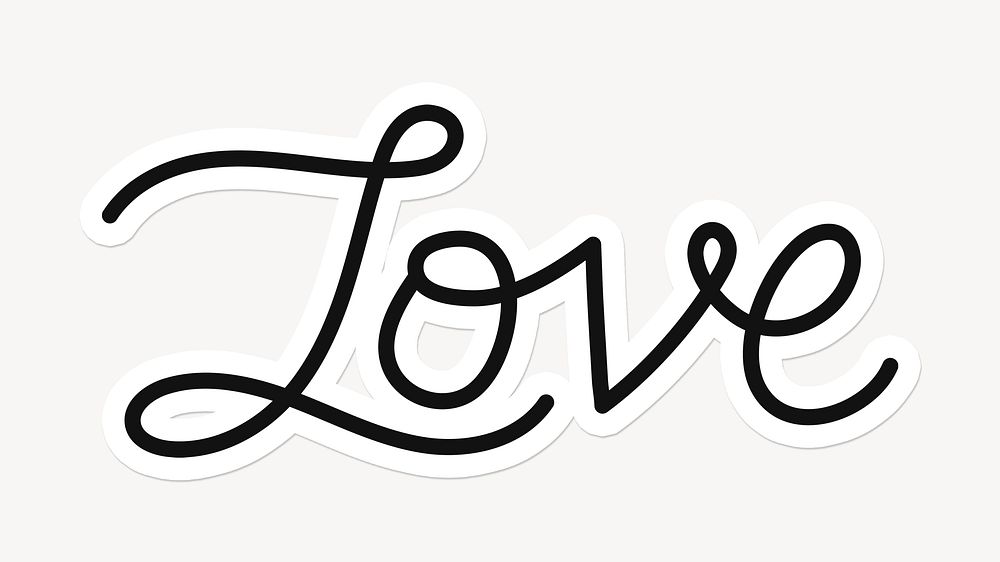 Love word sticker typography