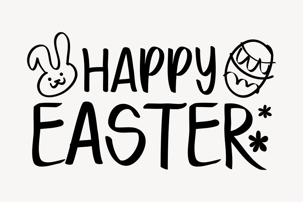 Happy Easter word, handwritten typography